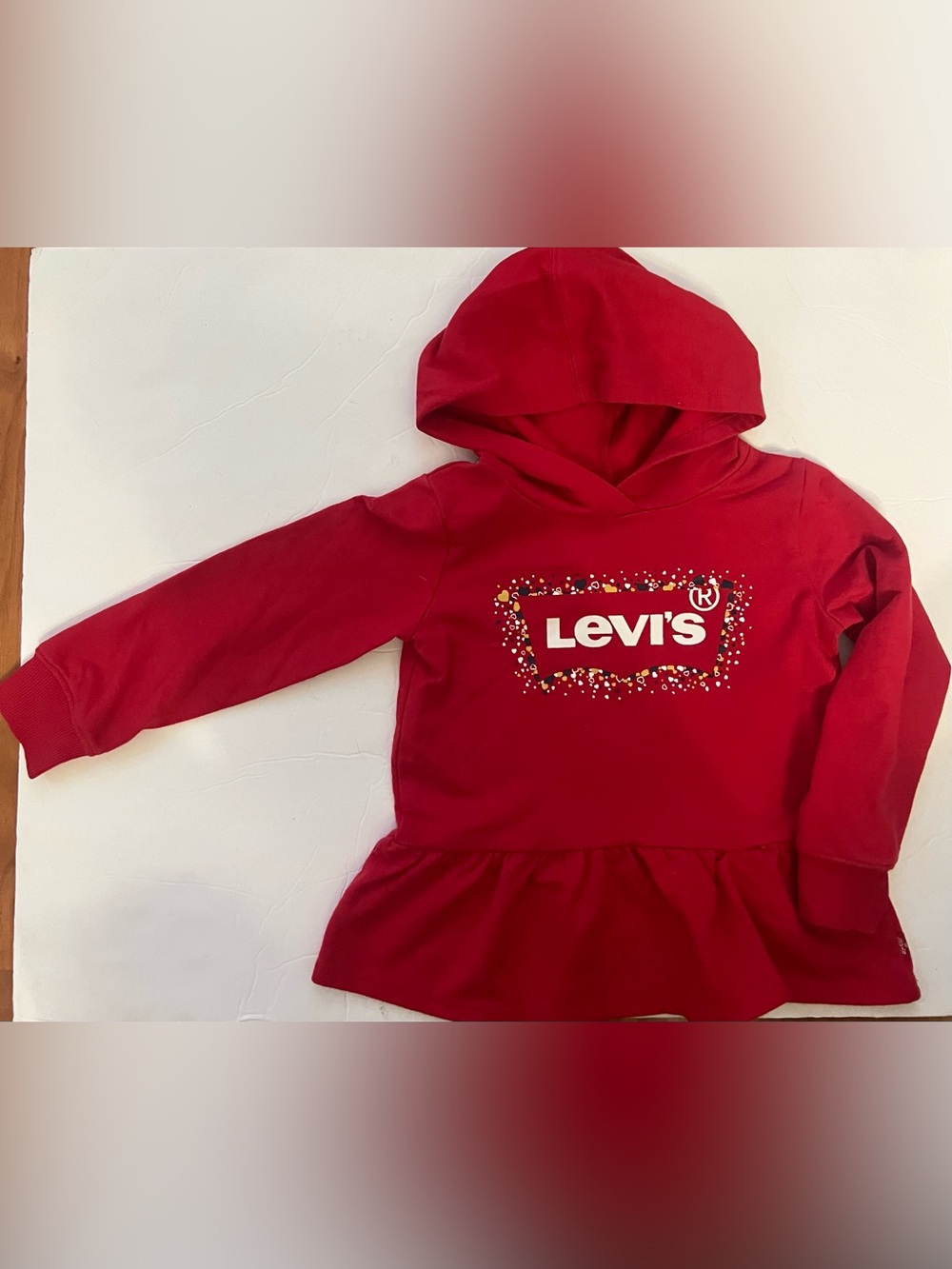 Levi's 2T toddler Girls Red Hooded Peplum Jacket hoodie sweatshirt NWOT